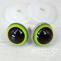 Живые глазки с цветной радужкой, одна пара, цвет - зелёный