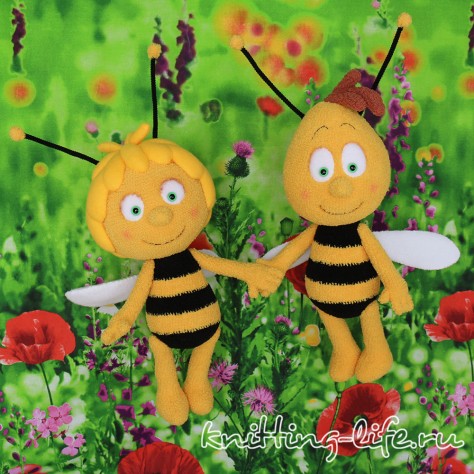 Вязаные крючком пчёлки Майя и её друг Вилли
